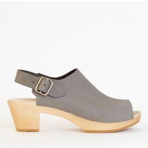Bryr Suzie Spanish Mid Heel Clogs Peep Toe Grey 8